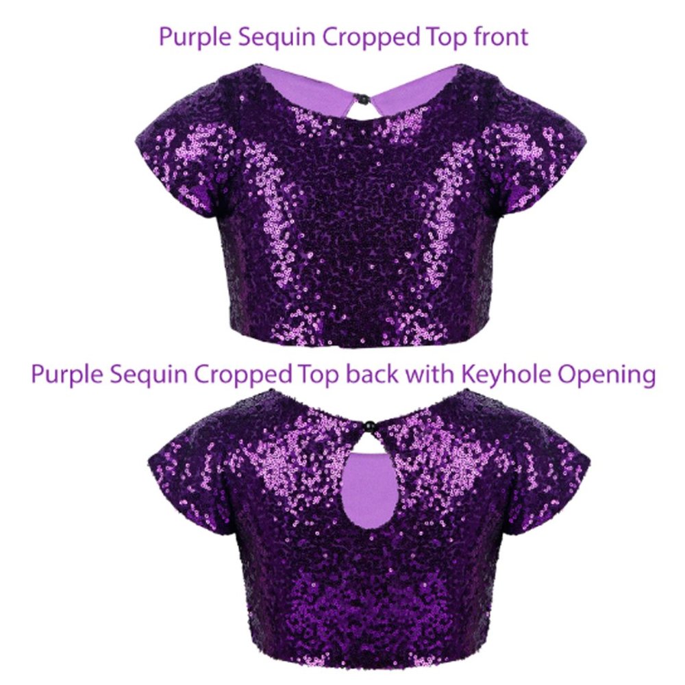 Toddler Girl's Purple Sequin Midriff Top